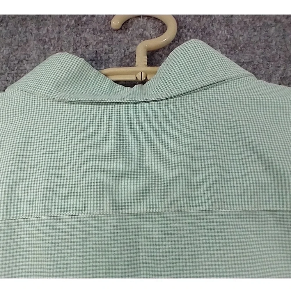 Banana Republic Mens XL Non-Iron Slim‎ Fit Green Micro Check Button Down Shirt